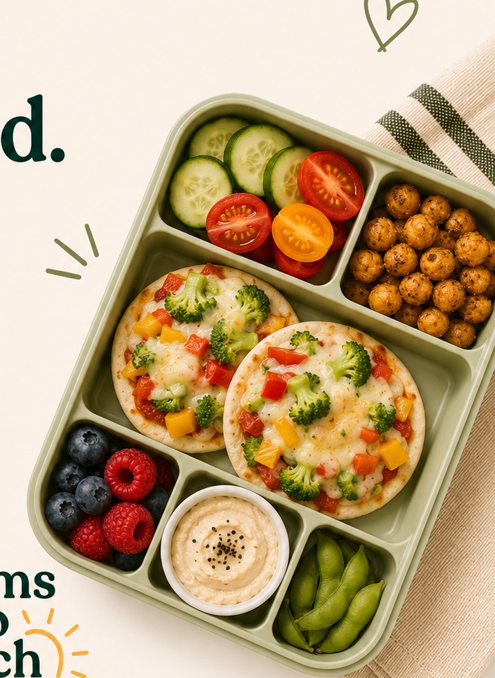 Mini vegetable pizza lunch
